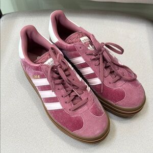 Adidas Gazelle Pink and White Sneakers with Suede Upper